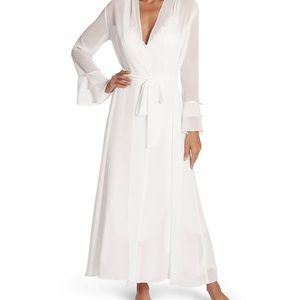 Sheer Chiffon Long Wrap Robe- Ivory